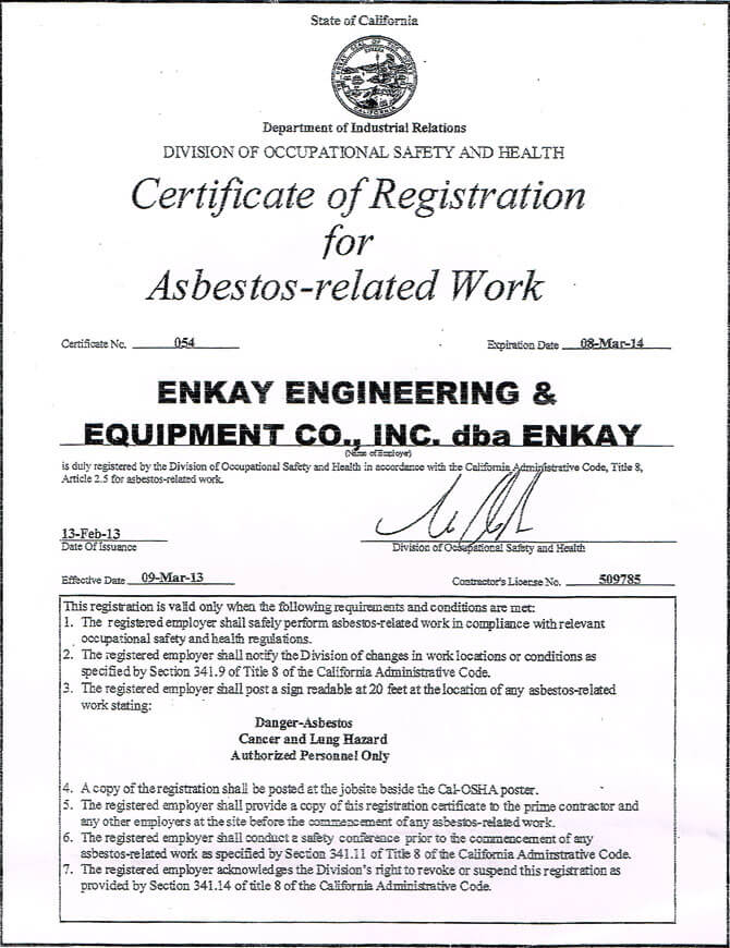 Certified Asbestos Removal Contractor